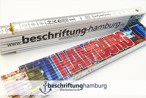 Zollstock bedrucken mit Logo und Text von Beschriftung Hamburg