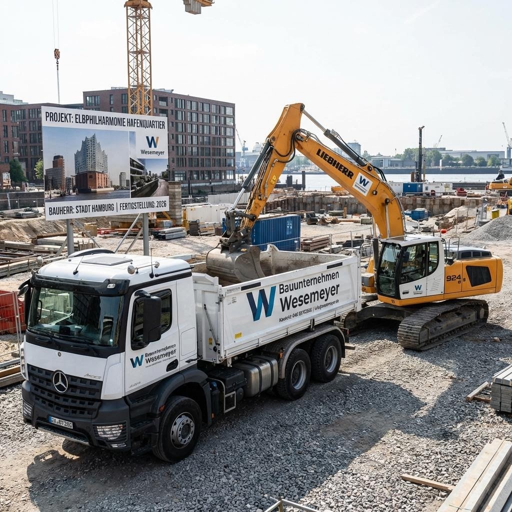 Baggerbeschriftung Hamburg und LKW