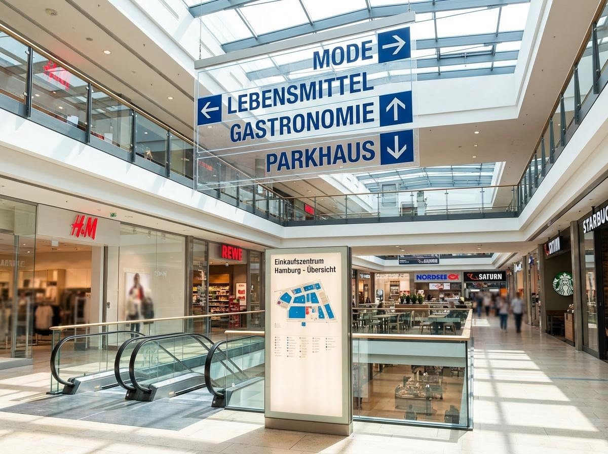 Einkaufszentrum Schilder und Beschriftungen