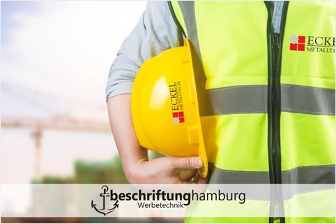 Bedruckte Bauhelme für Baustellen und Handwerker mit Logo in Hamburg