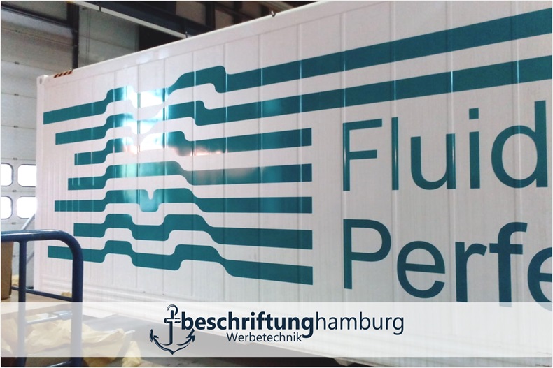 Containerbeklebung mit Aufkleber für Seecontainer Beschriftung Hamburg
