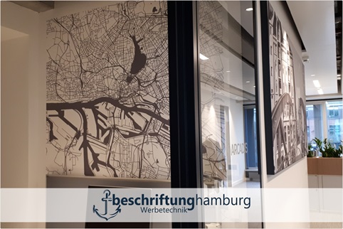 Bedruckte Wandtapete selbstklebend für Hamburg Agenturen